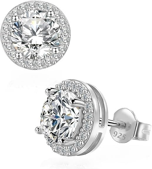 Women’s & Men’s Hypoallergenic Moissanite Stud Earrings, 0.5-4ct | 14K Gold Plated Sterling Silver,| Valentine’s Day Mother’s Day Birthday Gift for Wife,Husband,Girlfriend, Boyfriend,Mom