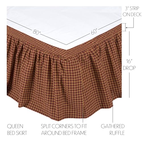VHC-Brands-Americana-Primitive-Patriotic-Patch-Red-Bed-Skirt-Queen VHC Brands Americana Primitive Patriotic Patch Red Bed Skirt Queen