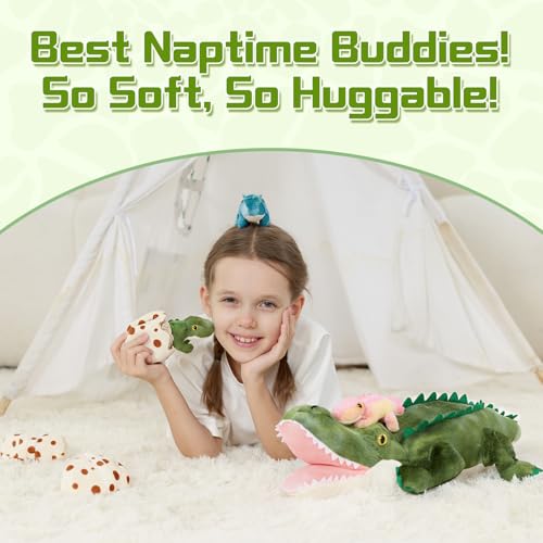 Image of Alligator Stuffed Animal with 3 Babies, 23.6 inch Wild Aniaml Plush
