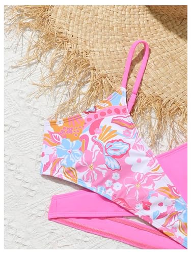 Image of SweatyRocks Girl's Floral Print Criss Cross Bikini Sets 3 Piece Bathing Suit Swimsuit with Beach Shorts