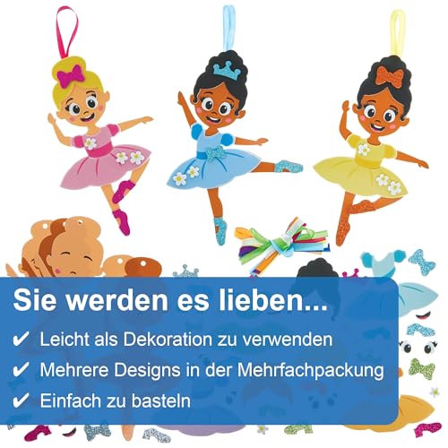 Baker Ross FN548 Ballerina Mix & Match Dekorationssets – 8er-Pack, Schaumstoff-Bastelsets für Kinder