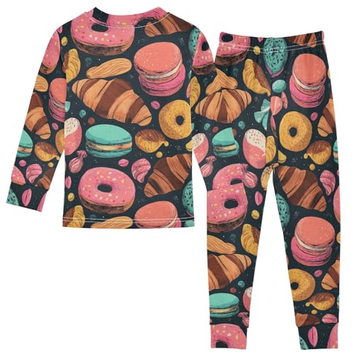 Pajama Sets Long Sleeve Sweet Pastries and Donut Soft Comfy Sleepwear 2 Piece PJS 3-8T3