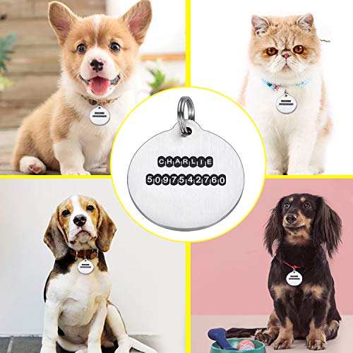 DIY Dog ID Tags Pet ID Tags, Engraved Dog Tags and Cat Tags Personalized Chew-Proof Tags, Stainless Steel Dog Tags, up to 2 Lines of Custom Text, Round, Piece Together Name&Number by Yourself - Thumbnail 2