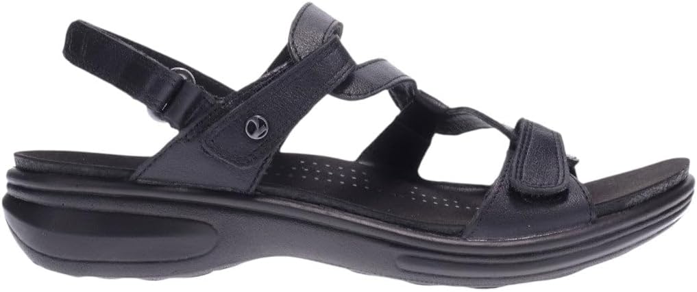 Revere Emerald 3 Women’s Sandals - Premium Soft Leather, Adjustable Straps & Contoured Footbed - Orthotic Arch Support for Stylish Comfort & All-Day Wear Black 8-8.5 W US