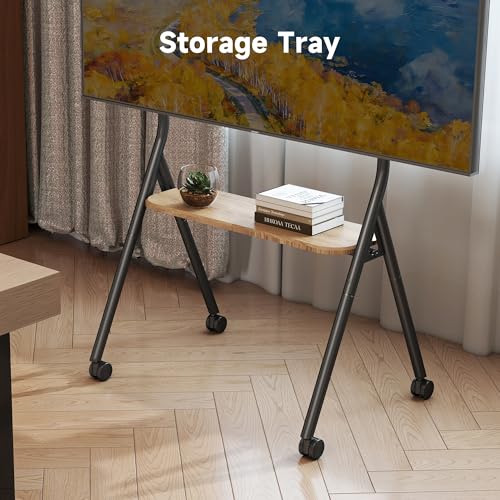 Image of XINLEI Easel Rolling TV Stand for 32-80 Inch TV up to 121lbs, Mobile Portable TV Cart with Wheels Minimalist for Home Business Office Living Room School, Max 600x400mm VESA, Black ML5C