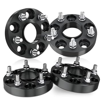 EVERESTWAY 5 x 4,5 espaçadores de roda 5 x 114,3 mm, 5 argolas, pinos M12 x 3,2 cm, espessura de 2,5 cm, furo de cubo de 66,1 mm compatível com 350Z 370Z 240Sx 300Zx G35 G37 Altima 4 peças (preto)