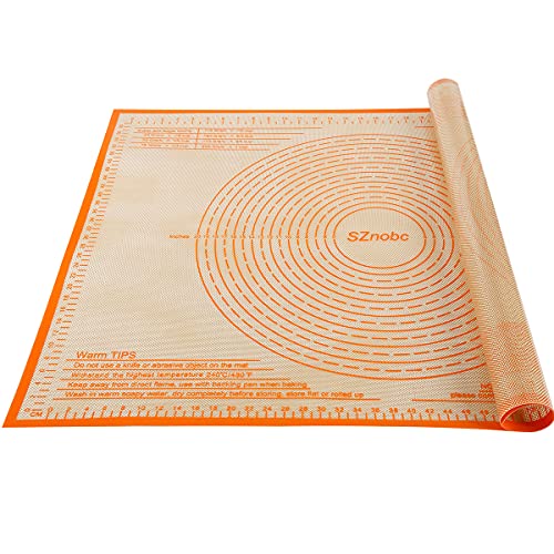 Silicone Pastry Mat 36X24 Inches Baking Mat with Measurement, Perfect for Dough, Pastry, Cookies, Pie Crust, Fondant, Bread, Sourdough, Pasta, Pizza, Kitchen Counter Mat
