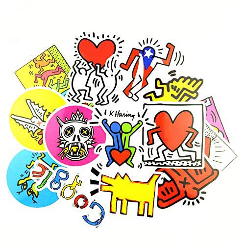 GADGETS WRAP 14Pcs Popular Art Keith Haring Mixed Stickers for Snowboard Laptop Luggage Car Fridge Car- Styling Vinyl Decal Home Decor Sticker