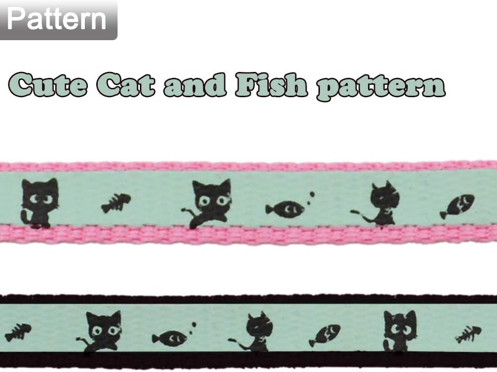 2 Pack Glow in The Dark Cat Collar with Bell Breakaway Safety Cat Puppy Collars with Pendant Black and Pink