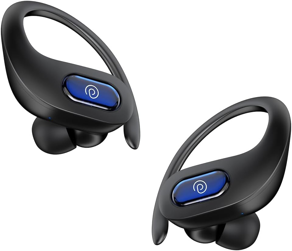 pT;Ron Bassbuds Sports in-Ear TWS Earbuds with Ultra HD Mic, 13mm HyperDrive, 45H Playtime,45ms HyperLow-Latency,BTV5.3 Wireless Headphones, Type-C Charging & IPX5(Black)