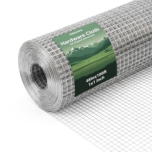 16 Gauge Galvanized Hardware Cloth 48in x 100ft Silver 1 inch Welded Garden Fence Roll for Gardens Chicken Coops & Poultry Animal Netting Cage
