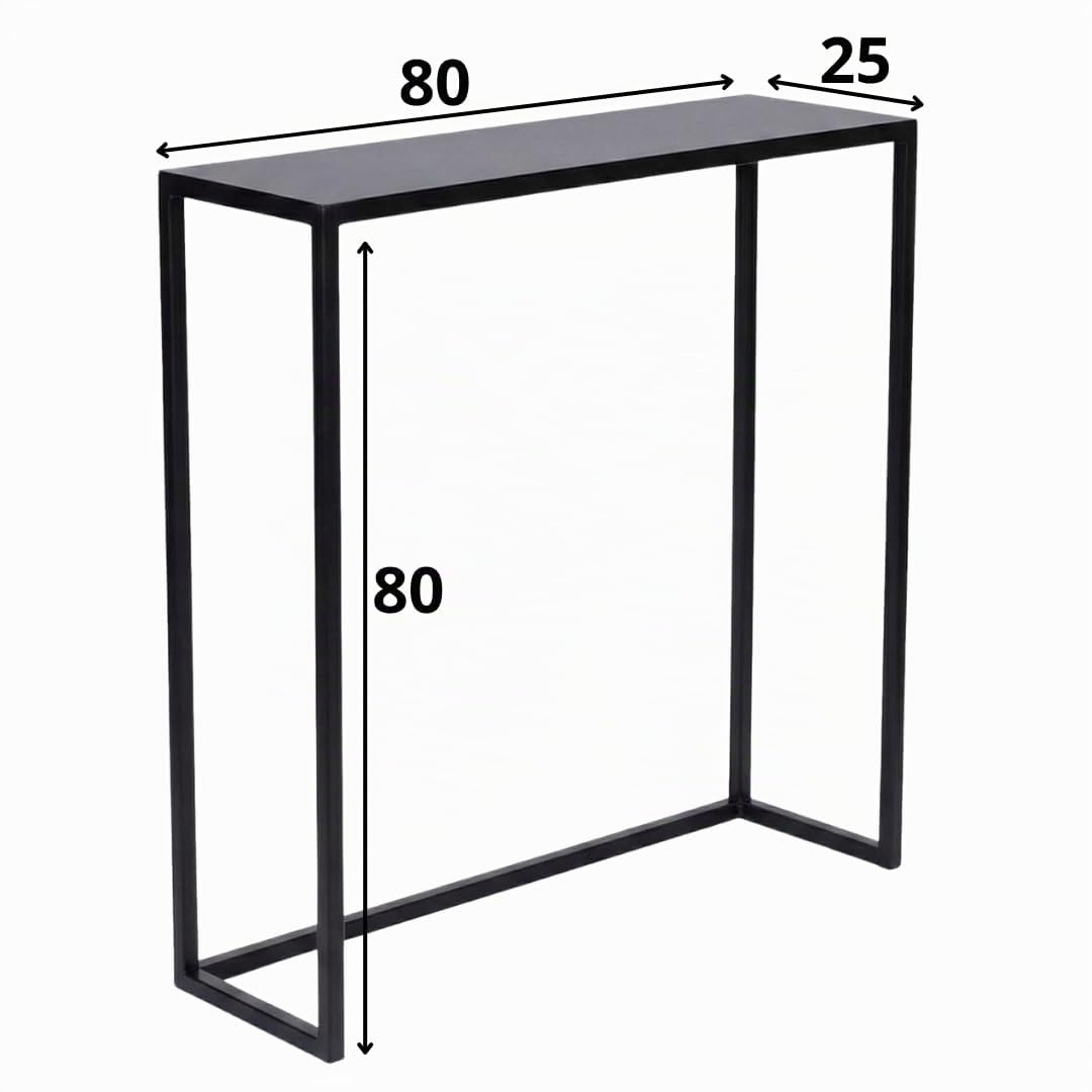 Table Console étroite d'entrée Noir 80x20,5x10 cm