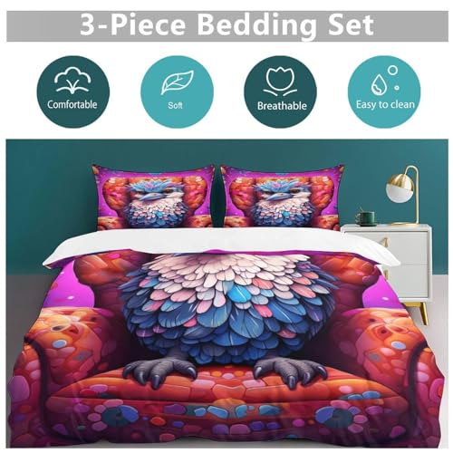 Housse de couette oiseau en microfibre premium coton hypoallergénique king size - 6