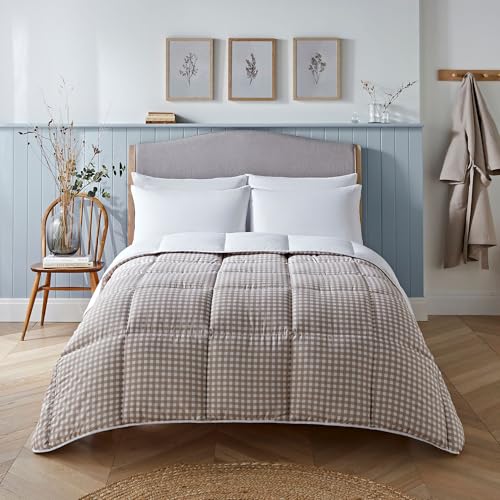 Night Lark Bettdecke ohne Bezug, 4,5 Tog, Einzelbett, Gingham-Kollektion, Luxus-Bettwäsche, hypoallergen, maschinenwaschbar, Warmer Sand