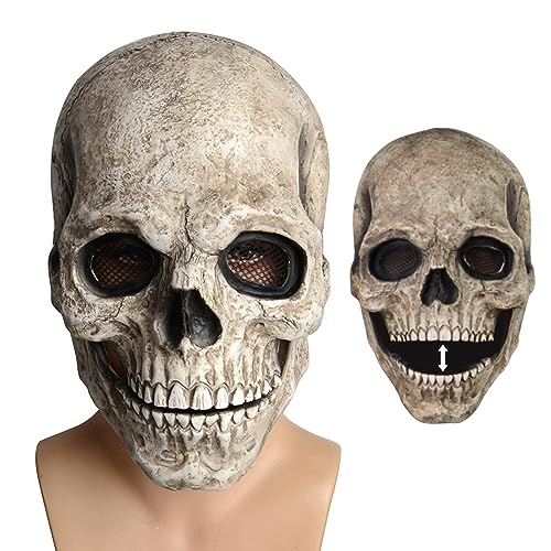Masque effrayant squelette avec mâchoire mobile Halloween pour enfants