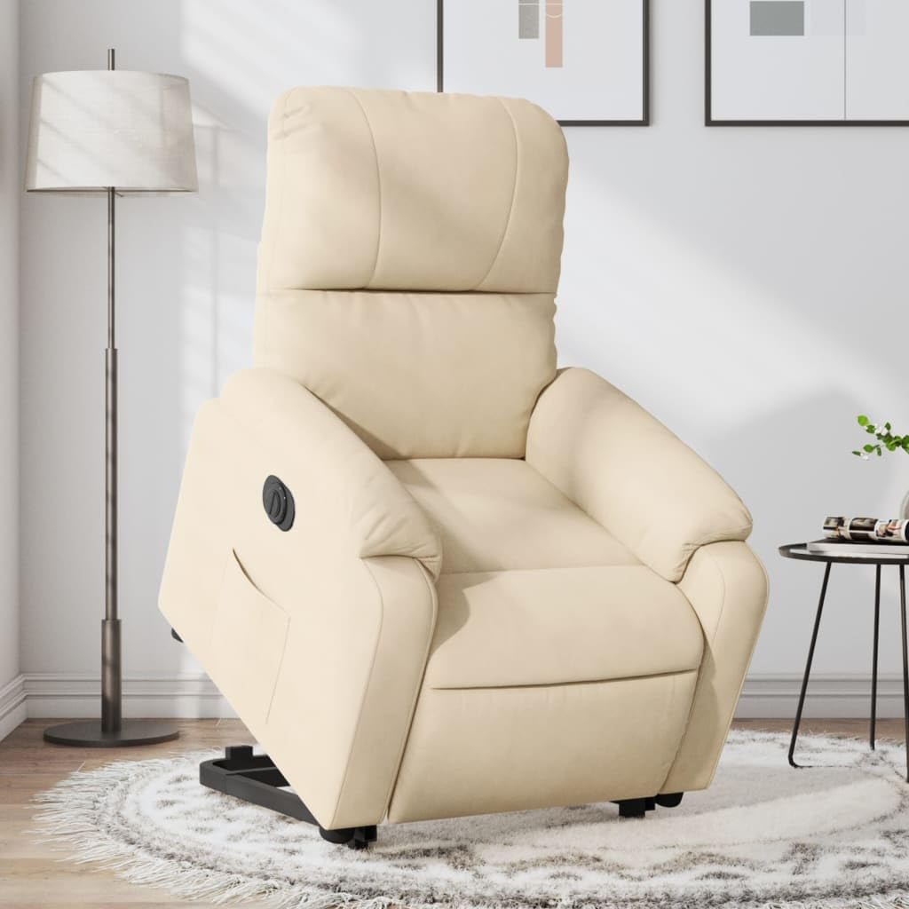 Homgoday Relaxsessel mit Aufstehhilfe Elektrisch Fernsehsessel Relaxsessel mit Liegefunktion, Aufstehsessel Seniorensessel Polstersessel Ruhesessel TV Sessel für Wohnzimmer Creme Mikrofasergewebe