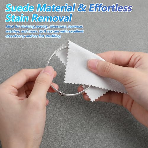100 paños de limpieza de plata para joyas, paño de pulido reutilizable, gamuza de plata para joyas, paño de limpieza para limpieza de joyas de plata y plata, oro, latón - imagen 6