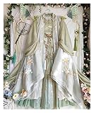 Femmes Hanfu Robe Dynastie Tang Chinois Broderie Traditionnelle Hanfu 6 Pcs Ensemble Cosplay Costume Robe D'été Robe Hanfu for Les Femmes (Color : Green Full Set, Size : L)