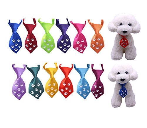 NEW Dog Cat Ties, Glow in Dark,Dog Ties Paw Print Glow, pet Collar, Dog Collar accessories, Dog Bowtie Holidays 12pcs/Pack