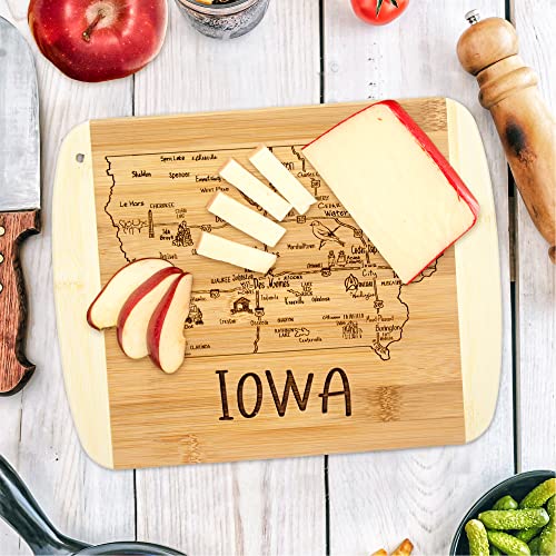Image of Totally Bamboo A Slice of Life Iowa Engraved Map Cutting Board