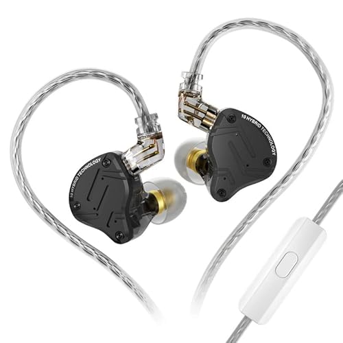 KZ ZS10 ProX 4BA+1DD入耳式有線イヤホン2pin取り外し可能hifi高忠実ノイズ低減ゲームイヤホンリスニングイヤホン (黒、マイク付き)