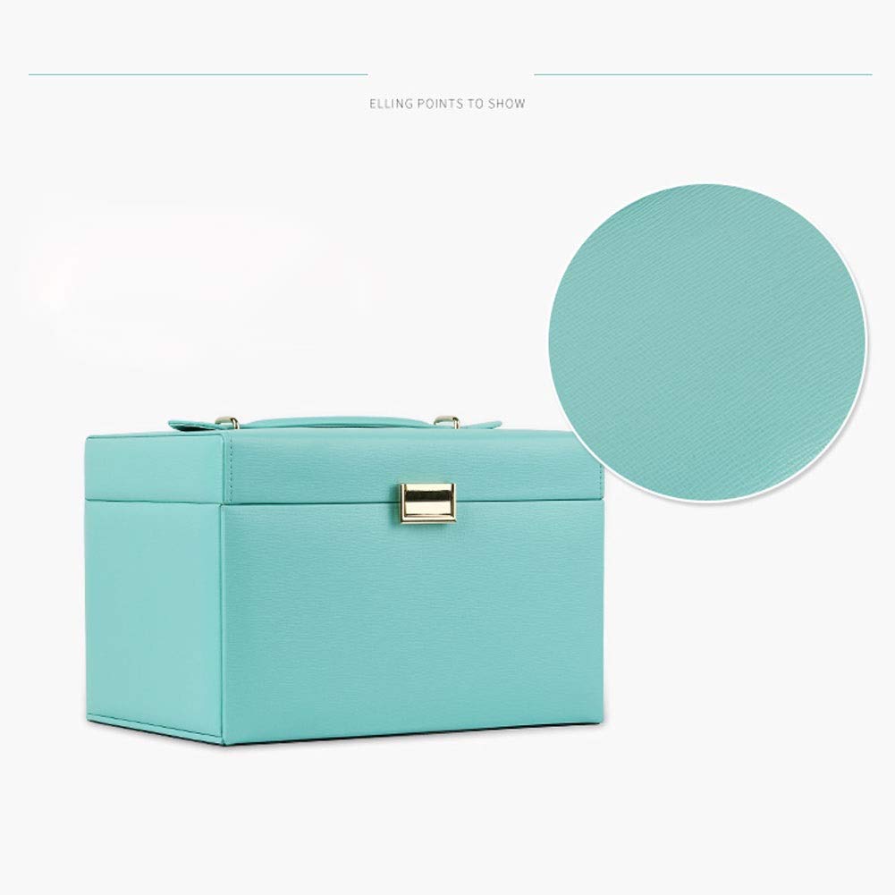 Joyero de Piel sintética con Forma de Vitrina, Gran Capacidad, clásico, Moderno, con Espejo, versátil, para Guardar Joyas, joyero para Mujer (Color: Verde)