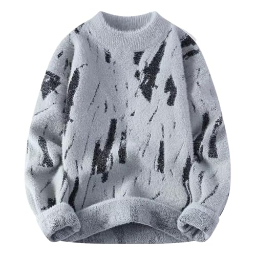 Men Autumn Winter Knitted Wool Blend Sweater - Casual Full-Sleeve Pullover Thick Warm O-Neck Design M-XXXL