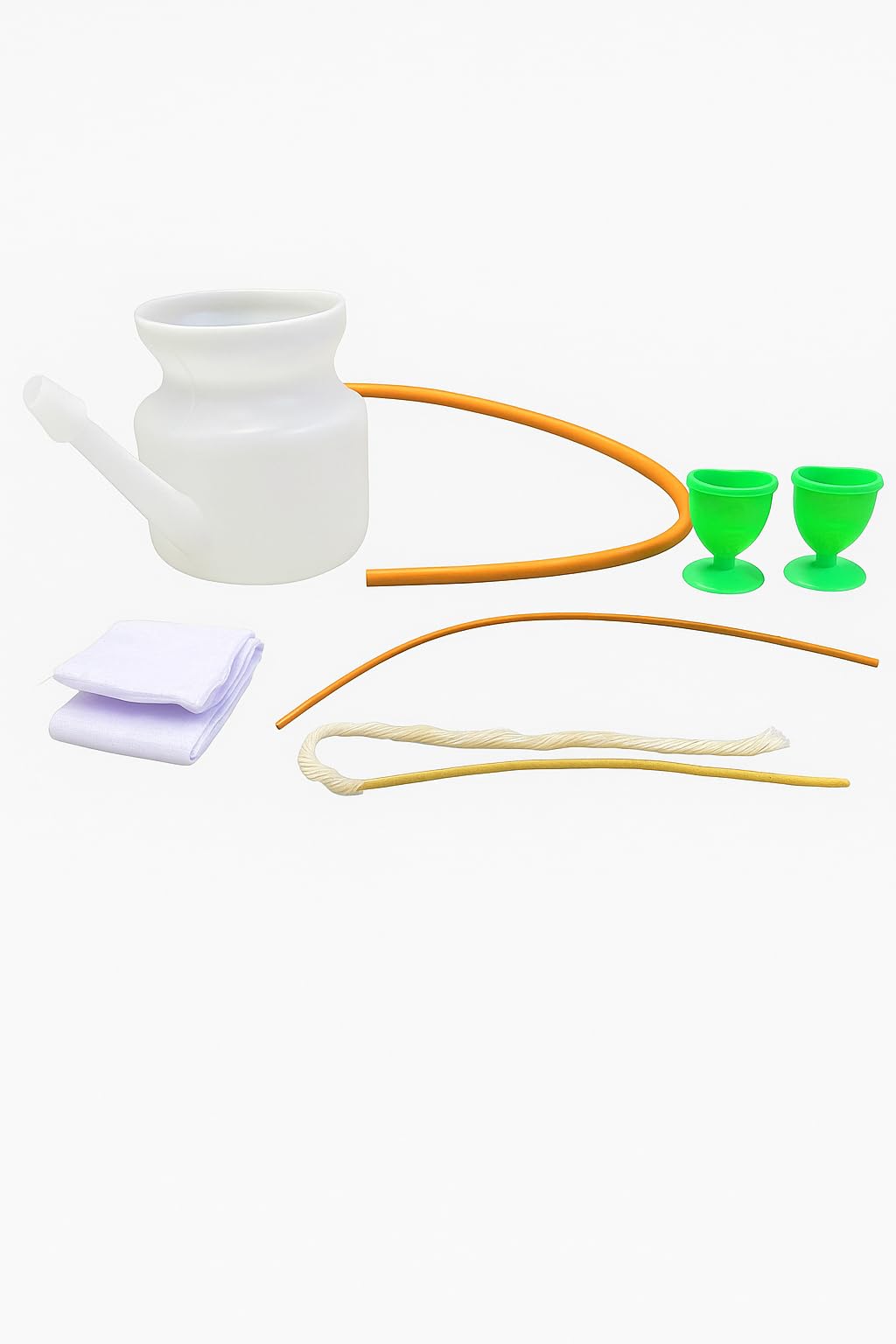 Complete Neti Pot Nasal Cleansing Set with Eye Wash Cup, 500ml Jal Neti Pot, 1 Rubber Sutra Neti, 1 cotton vastra dhauti, 1 neti sutra, 1 enema pipe for Sinus Relief and Nasal Irrigation-image-31