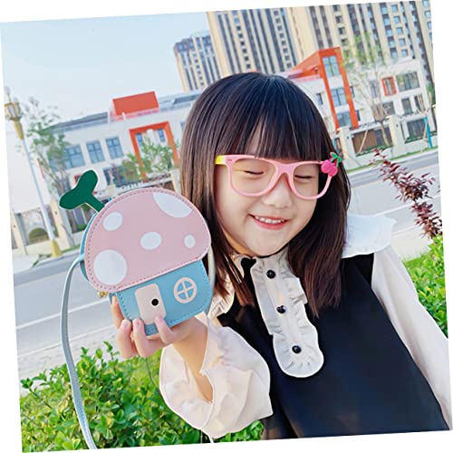FRCOLOR 1Pc Cartoon Mushroom Coin Bag for Boy Girl Cute Crossbody Purse Fashionable Change Bag for Snacks and Coins Premium PU Material Toddlers Pink4