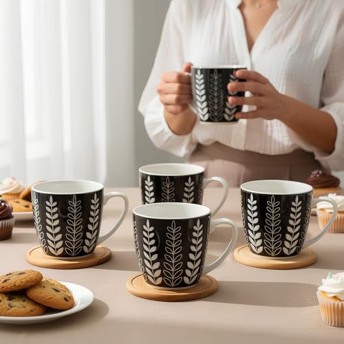 Image of U.P.C. Ceramic Coffee Mug Set of 6, 220 ml | Tea & Coffee Mugs with Comfortable Handle | Microwave Safe | Premium Coffee Cups for Tea, Cappuccino | Home & Office Use (Black)