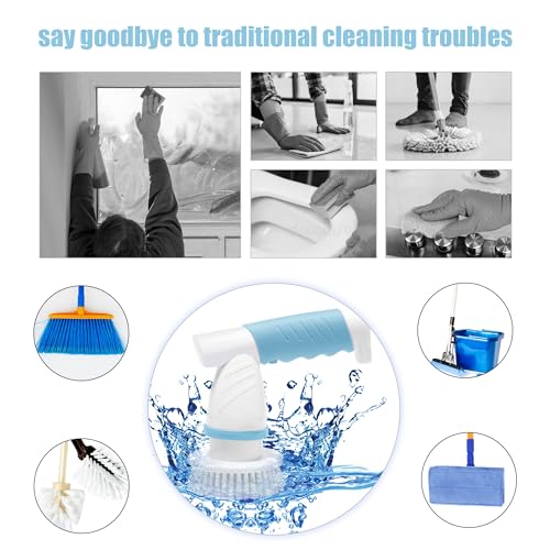 Image of Electric Spin Scrubber, Electric Cleaning Brush Scrubber for Bathroom Electric Spin Cleaner with 4 Replaceable Shower Cleaning Brush Heads for Wall, Tile Floor, Bathtub, Toilet, Window