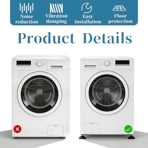 4 Stück Antivibrationspads für Waschmaschine Waschmaschine Füße Pad Schwingungsdämpfer für Waschmaschinen und Trockner, Anti Vibration Antirutschmatte Waschmaschines Fußpolster