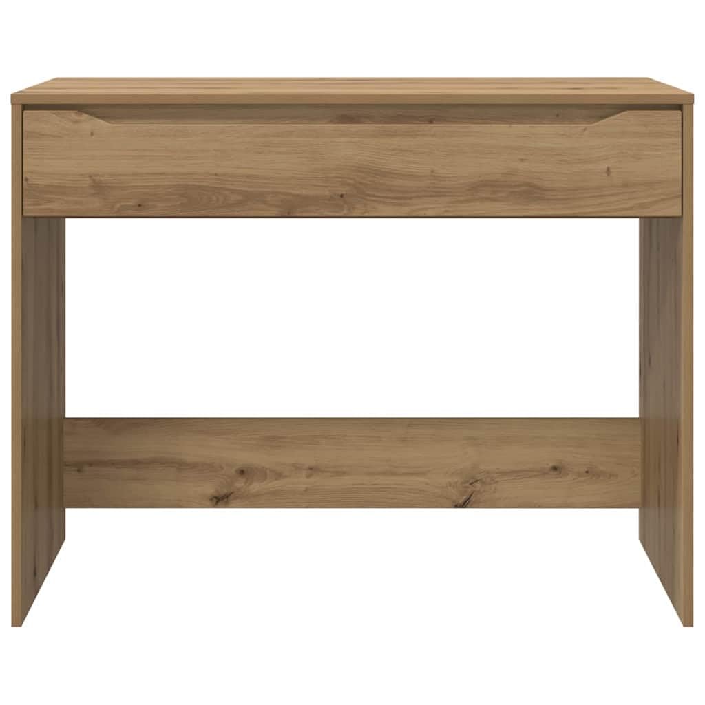 Escritorio de madera de roble Artisan, 100 x 50 x 78 cm, con cajón, mesa de oficina para oficina en casa, estudio, habitación juvenil, portátil, juegos, organización y gestión de cables