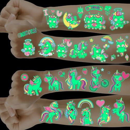 Einhorn Tattoos Mädchen, 10 Blätter Leuchtende Kinder Tattoos...