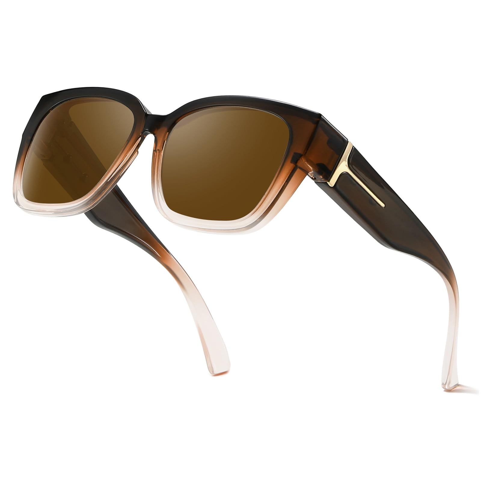 TJUTR Oversized Polarized Fit Over Glasses Sunglasses For Women, Large Trendy Square Shades For Driving with UV400 Protection