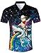 TUONROAD Chemise Hawaïenne Homme Funny Cat Shark Rainbow 3D Imprimé Chemise Multicolore Galaxie Chemise Casual Chemise Manche Courte Bouton Chemise de Plage Vacances été Thème de la Soirée BBQ - L