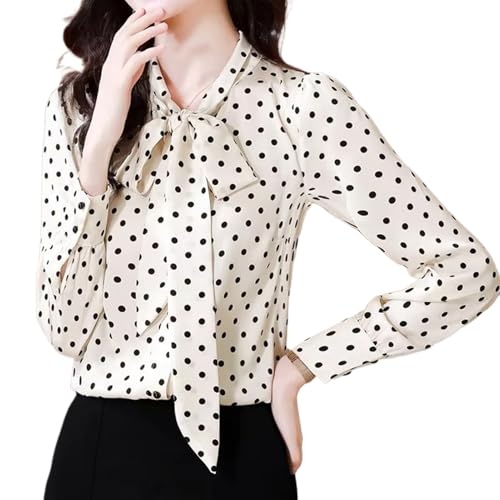 Chemisier en satin pour femme à pois et manches longues de mi-saison
