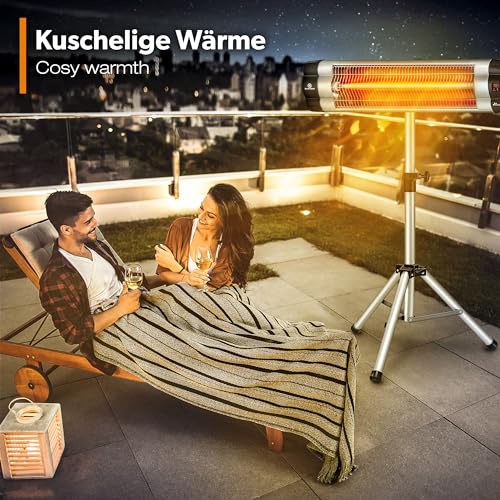 Infrarot Heizstrahler 1200W Mit Oszillation – 3 Heizstufen, Oszillierend, Grau, Von Homelux
