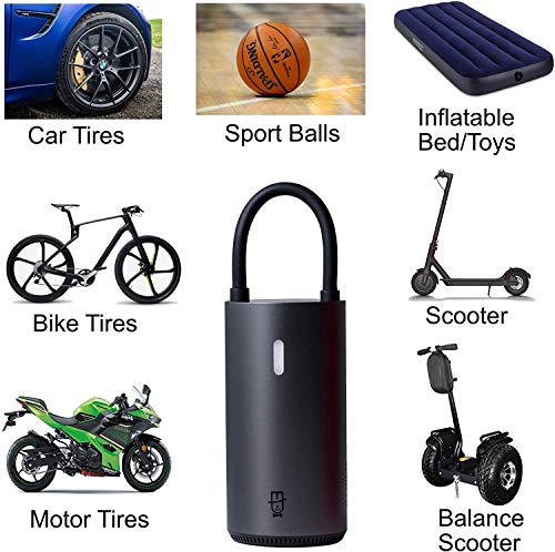 VCUTECH 2020 Cordless Speed Air Pump, Portable Cordless Tire Inflator with Pressure Gauge, LCD Display Air Compressor for Cars, Bicycles Tires and Inflatables, with Emergency LED Light (Black)
