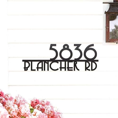 American Sign Letters Personalized Modern Metal House Number Sign | Address Sign (White, 12 x 4 inches, Steel)