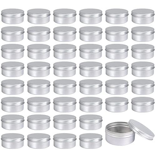 Moretoes 45 Pack Tins 4oz Metal Round Aluminum Empty Candle Tin with Screw Lid for Lotion Bars Salve Spices or Candles