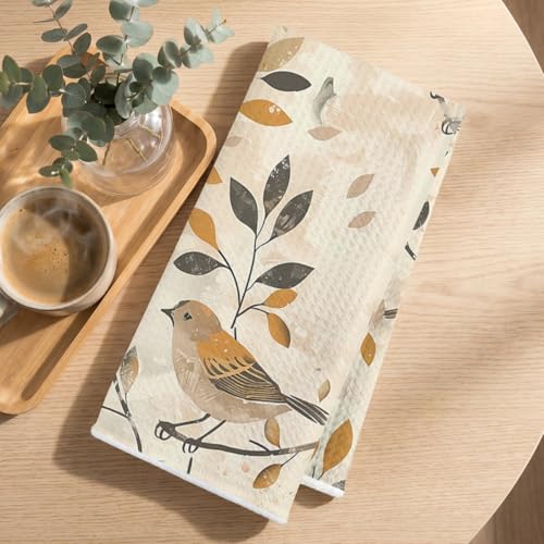 Image of Hanamiya Na 3 Pcs Vintage Birds Kitchen Towels, Vintage Artistic Decorative Absorbent Microfiber Dish Cloth Tea Towel, Durable Hand Towels for Farmhouse Home Bathroom, Bird Gifts