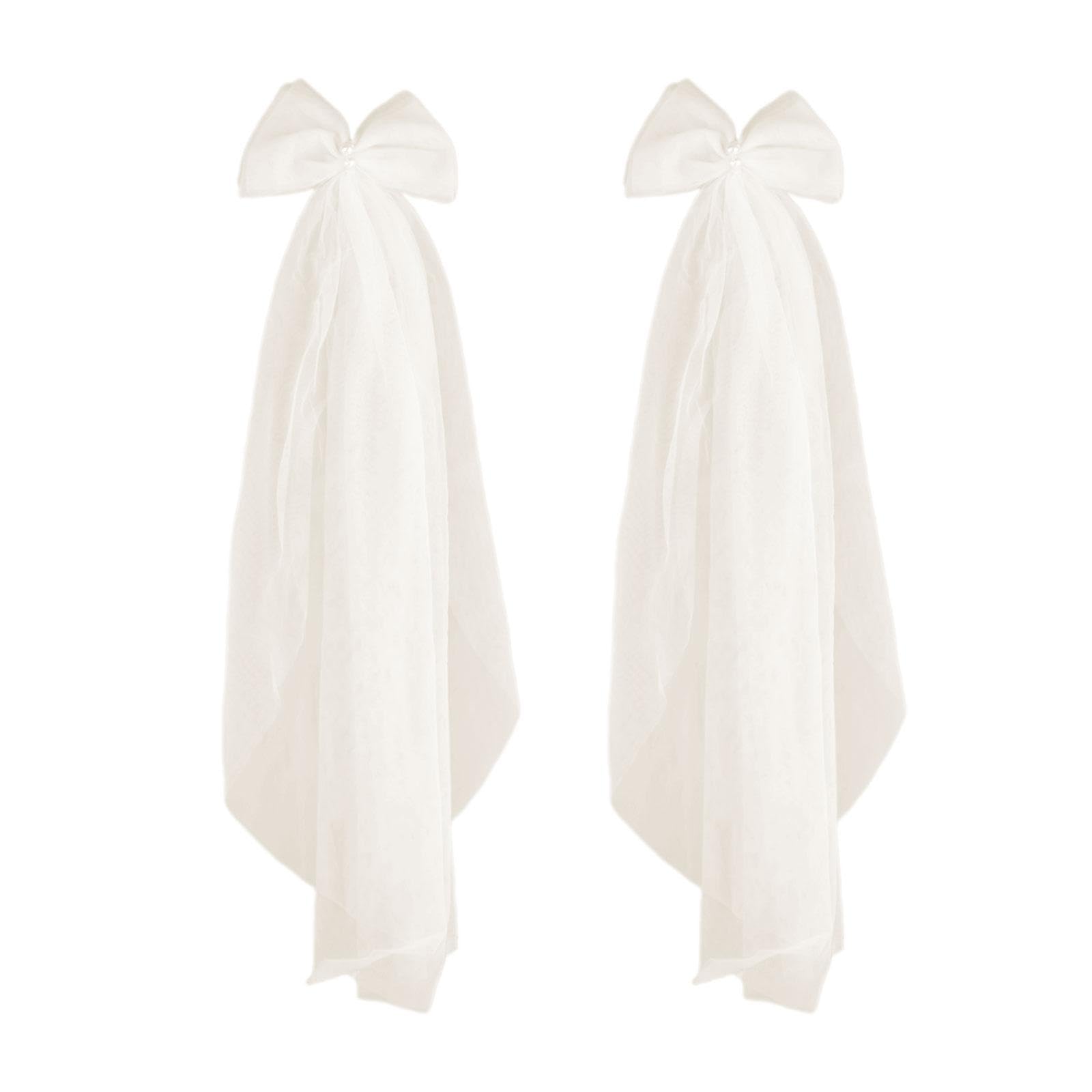 2Pcs Wedding Shoulder Veils Decor Party Supplies Shawl Women Soft Mesh Tulle Beige White-image-36