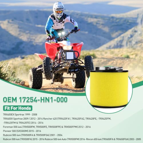Image of 2 pack Air Filter Foreman 500 17254-HN1-000 for Honda Foreman 500 Rubicon 500 TRX500F TRX500FA TRX500FM Rancher 420 TRX420 TRX420FA1 Rincon 650 TRX650FA Sportrax 400 TRX400EX TRX400X