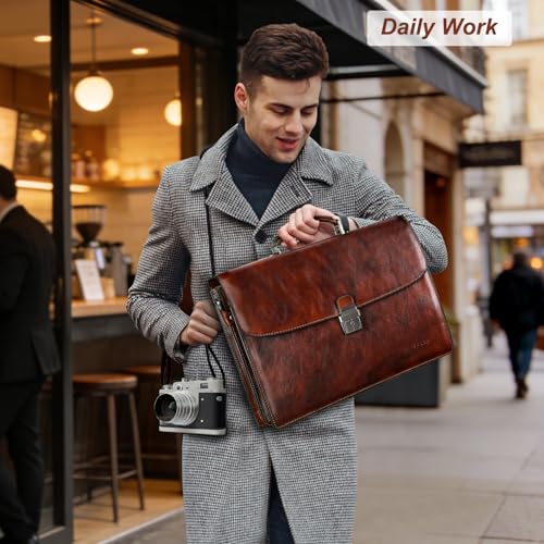 Banuce Vintage Leather Briefcase for Men