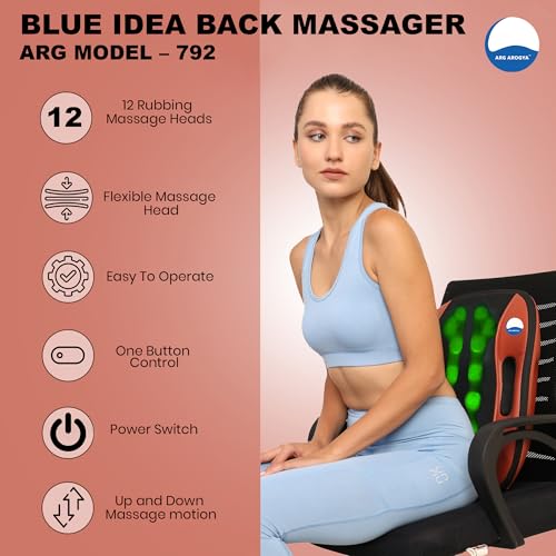 Image of ARG Arogya Blueidea Back Massager Cushion Multifunction 12 Rubbing Balls Portable Pain Relief Massager For Back, Neck, Calf, Shoulder, Palm, Lower Leg, Thigh Relaxation (Random Color)