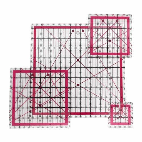 Sewing Rulers Quilting Ruler Acrylic Quilting Templates Sewing Tools Accessories Supplies for Patchwork Precision Fabric Cutting 4pcs(9.5 6 4.5 2.5inch)