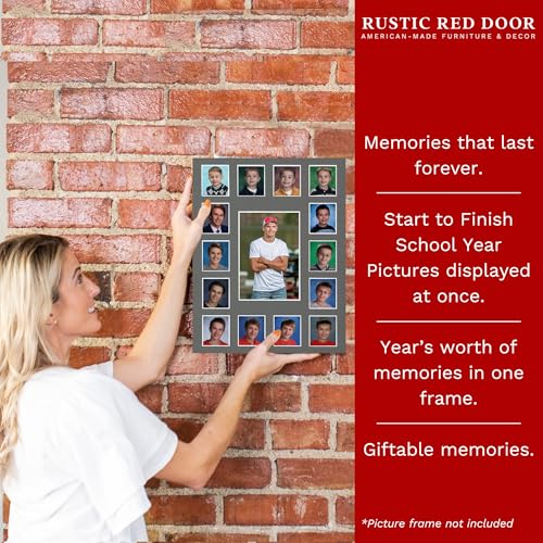 Image of Rustic Red Door Grey Class of 2027 School Years Picture Mat (11' x 14') - 15 Photo Spaces - No Frame Included
