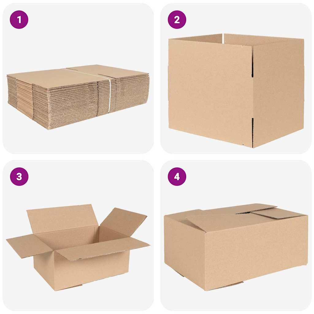Faltbox aus Pappe natur 35 x 24 x 15 cm, 50 Stück faltbare Aufbewahrungsbox mit modernem Design, platzsparend zusammenklappbar, ideal für saisonale Deko und Büroorganisation,