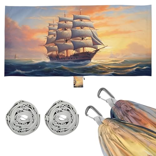 SDMKA Old Sailing Ship Camping Hammock, 330 lbs with 2 Tree Straps, Carry Bag, Single Portable Hammock for Outdoor/Indoor, Hiking, Beach, Backpacking, Travel